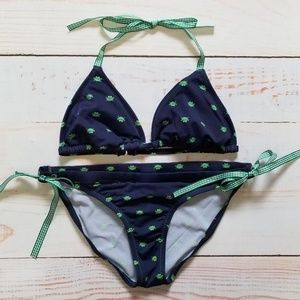 Boutique Navy Frog Print Bikini